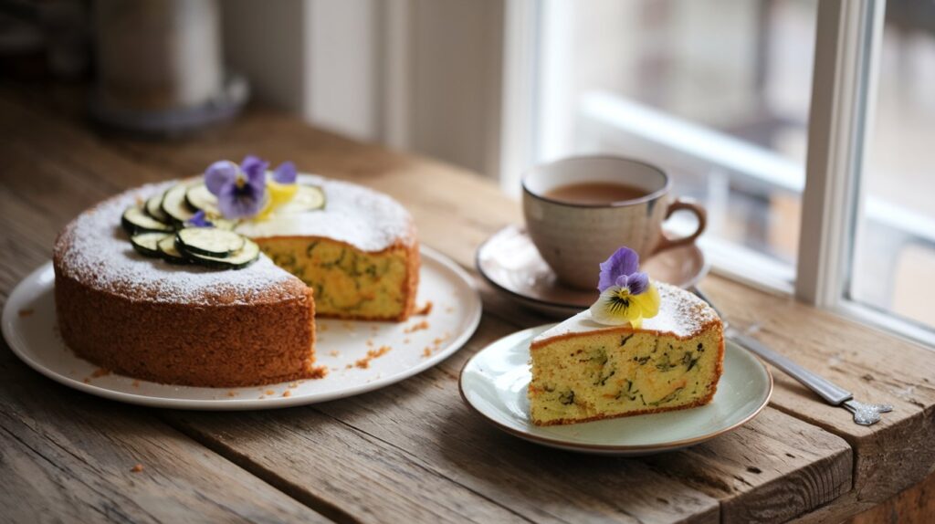 peas of courgette cake, vegan cake