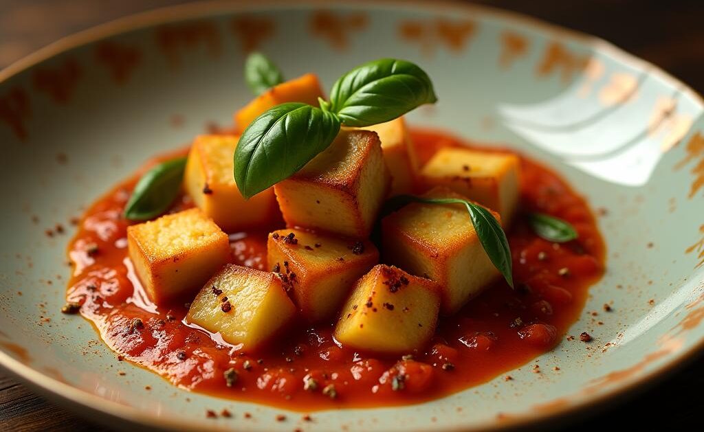 Crispy Tofu and Gnocchi with Creamy Sun-Dried Tomato Sauce