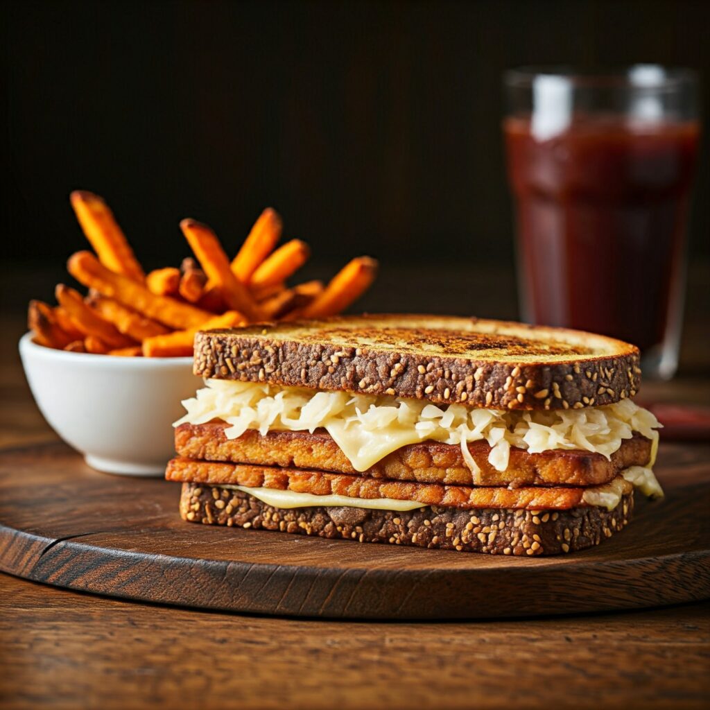 Vegan Reuben Sandwich: Tempeh, Rye Bread, and Sauerkraut