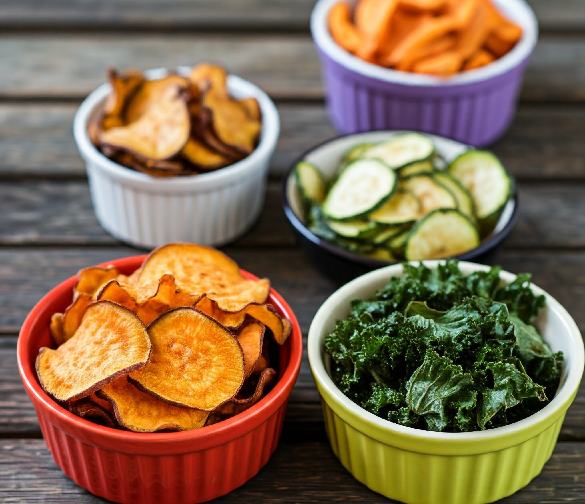 a group of bowls of food