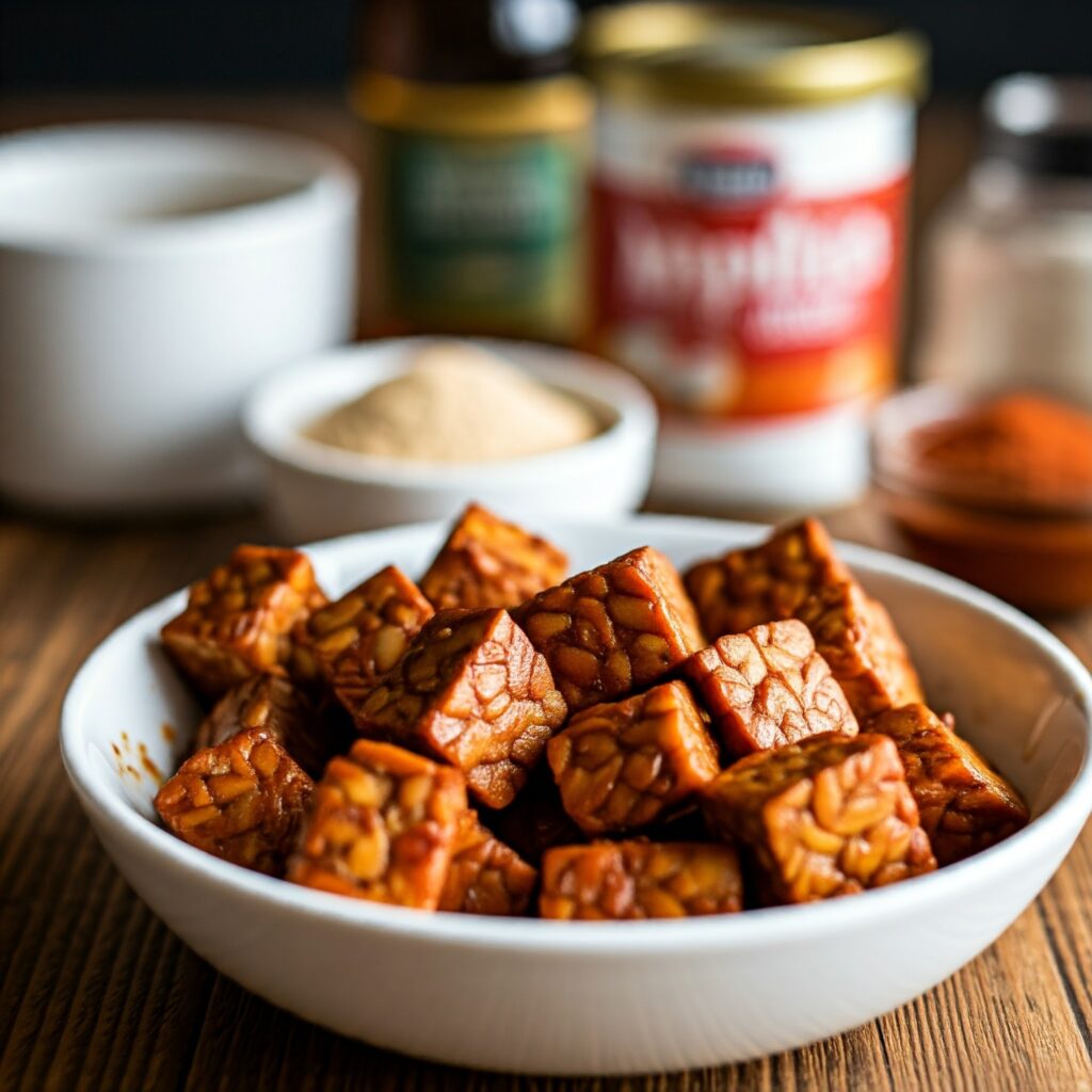 breakfast polenta bowl with smoky air fryer tempeh