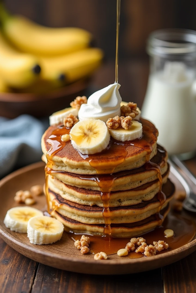 Fluffy Vegan Banana Nut Pancakes