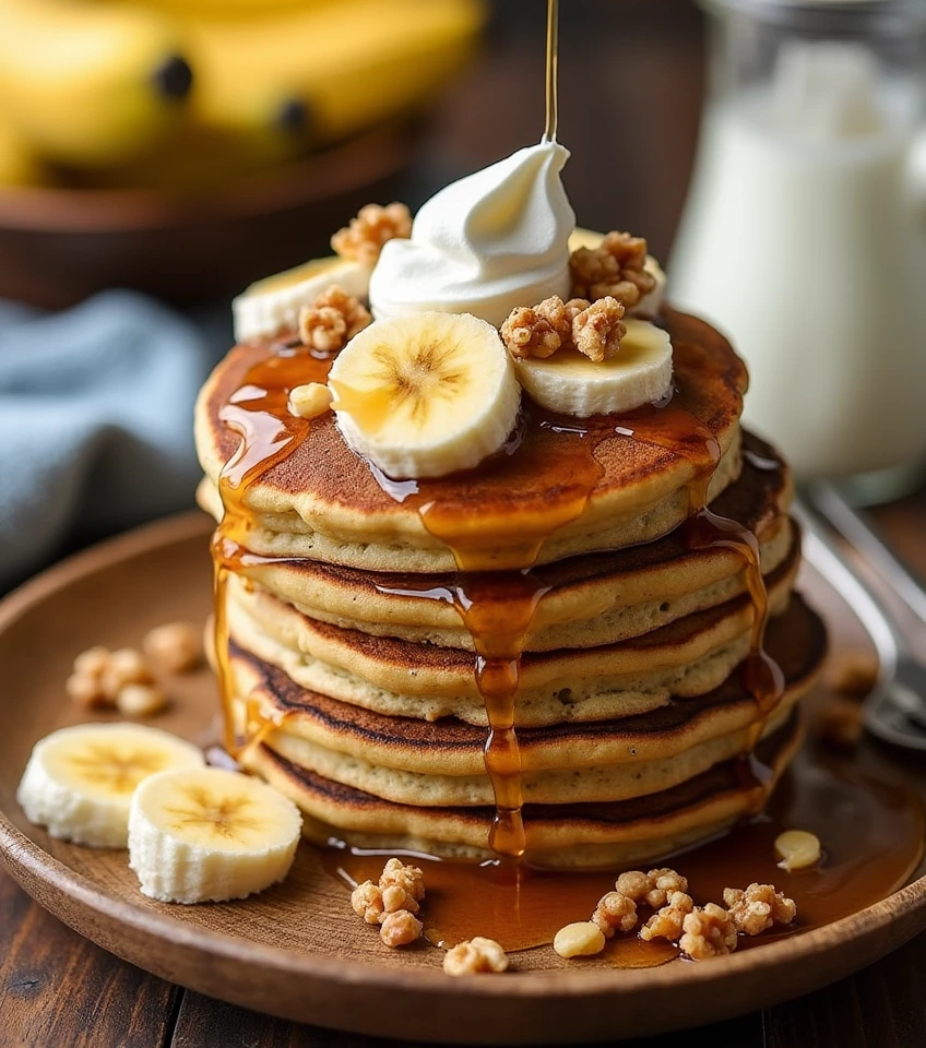 Fluffy Vegan Banana Nut Pancakes