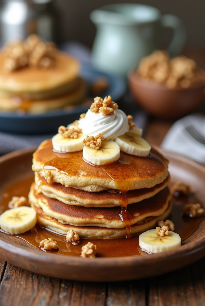 Fluffy Vegan Banana Nut Pancakes