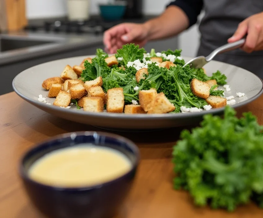 vegan kale Caesar salad toast