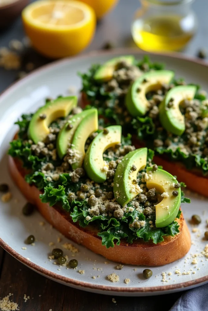 vegan kale Caesar salad toast