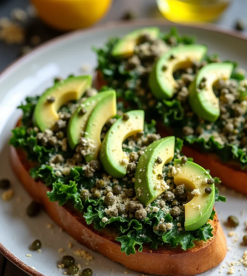 vegan kale Caesar salad toast