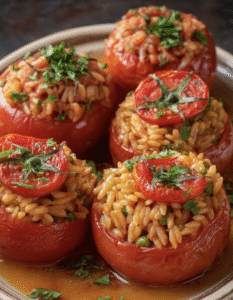 tomatoes stuffed with orzo peas a sun drenched masterpiece of flavor