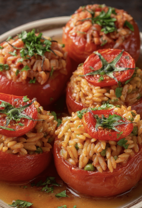 Tomatoes Stuffed with Orzo & Peas: A Sun-Drenched Masterpiece of Flavor