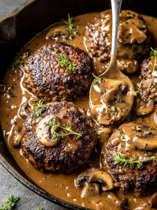 Best Salisbury Steak Recipe With Mushroom Gravy Homemade Salisbury Steak With Mushroom Gravy Salisbury Steak Mushroom Grav...