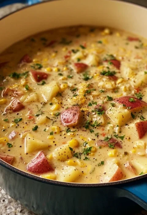 Creamy Corn Chowder With Potatoes Recipe Best Creamy Corn Chowder With Potatoes Homemade Corn Chowder With Potatoes Easy C...