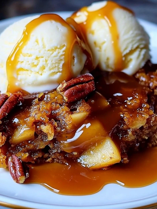 caramel apple pecan dump cake