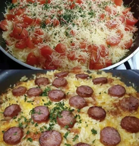 Easy Cheesy Sausage Tomato Casserole Recipe Best Sausage Casserole With Cheese And Tomatoes Homemade Cheesy Tomato Sausage...