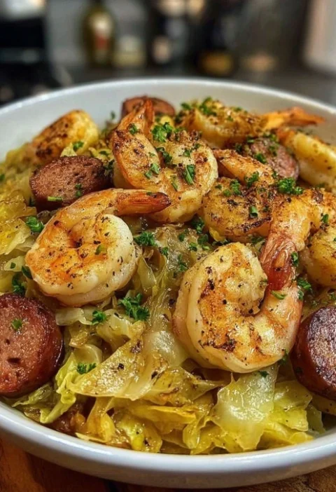 Easy Fried Cabbage With Shrimp And Sausage Recipe Best Sausage And Shrimp Cabbage Skillet How To Cook Fried Cabbage With S...