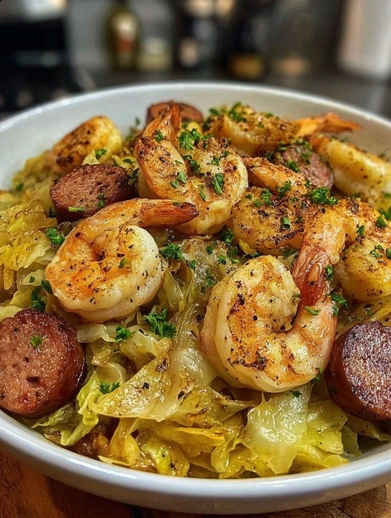 Easy Fried Cabbage With Shrimp And Sausage Recipe Best Sausage And Shrimp Cabbage Skillet How To Cook Fried Cabbage With S...