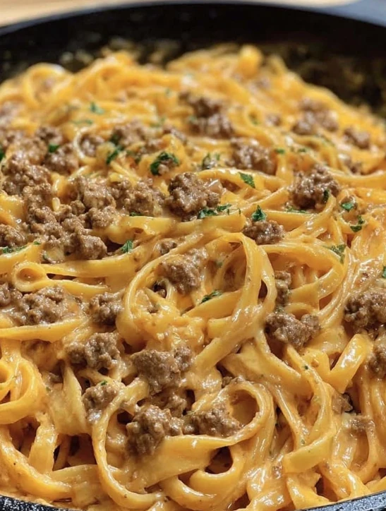 One-Pot Creamy Beef and Garlic Butter Pasta