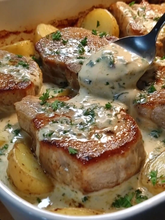 Easy Pork Chops With Scalloped Potatoes Recipe Pork Chops And Cheesy Scalloped Potatoes Best Oven-baked Pork Chops And Pot...