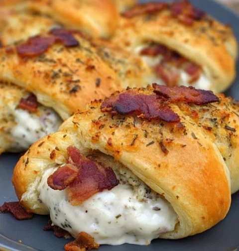 Garlic Parmesan Chicken Bacon Recipe Easy Stuffed Crescents With Chicken Bacon Garlic Chicken Crescent Rolls Parmesan Baco...