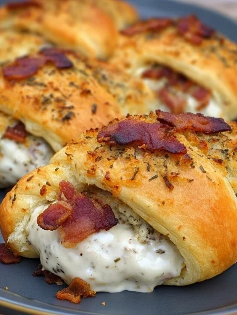 Garlic Parmesan Chicken Bacon Recipe Easy Stuffed Crescents With Chicken Bacon Garlic Chicken Crescent Rolls Parmesan Baco...