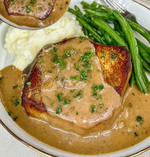 Golden Pork Chops Smothered Recipe Best Smothered Golden Pork Chops Golden Pork Chops With Gravy Easy Golden Smothered Por...