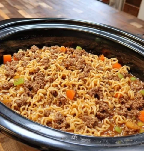 Grandma's Ground Beef Chow Mein Casserole Recipe Easy Ground Beef Chow Mein Bake Homemade Beef Chow Mein Casserole Old-fas...