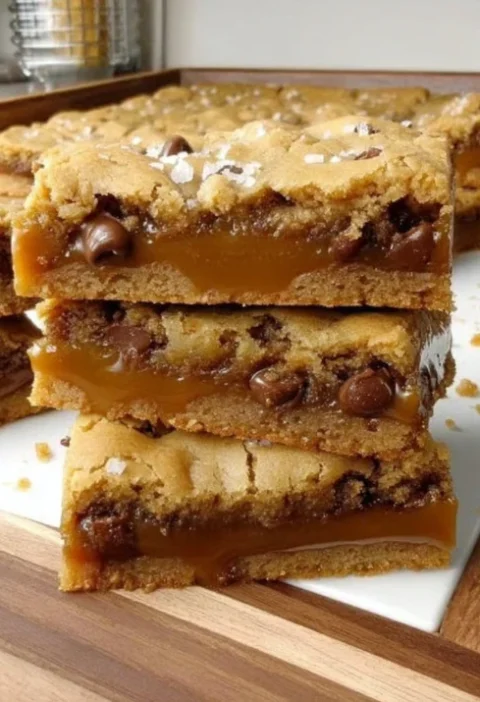 Salted Caramel Chocolate Chip Cookie Bars