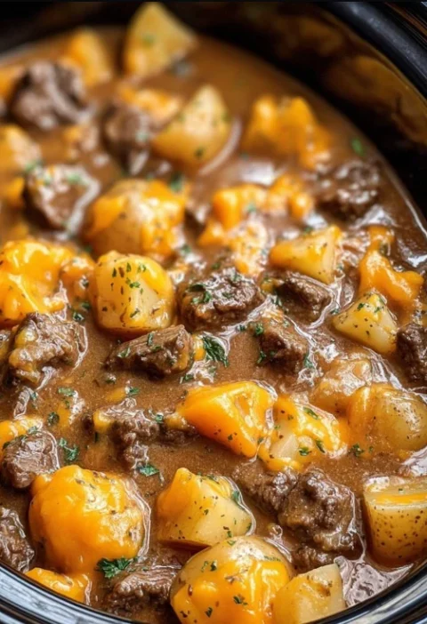 Slow Cooker Amish Beef Casserole Recipe Easy Amish Potato Beef Casserole Hearty Winter Casserole Dishes Amish Beef Potato ...