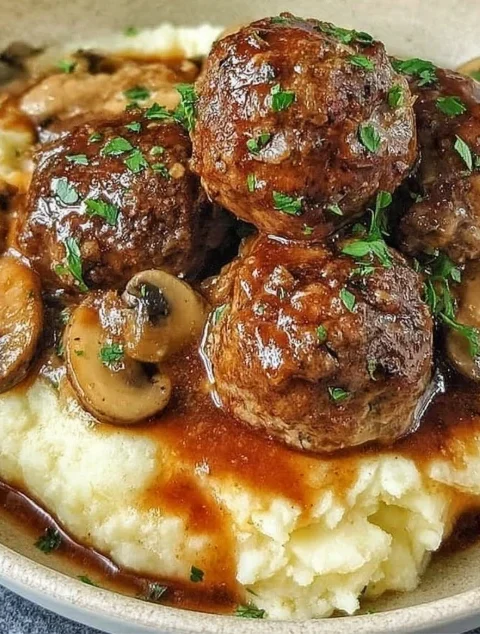 Slow Cooker Salisbury Steak Meatballs Recipe Easy Crockpot Salisbury Steak Meatballs Homemade Slow Cooker Salisbury Meatba...