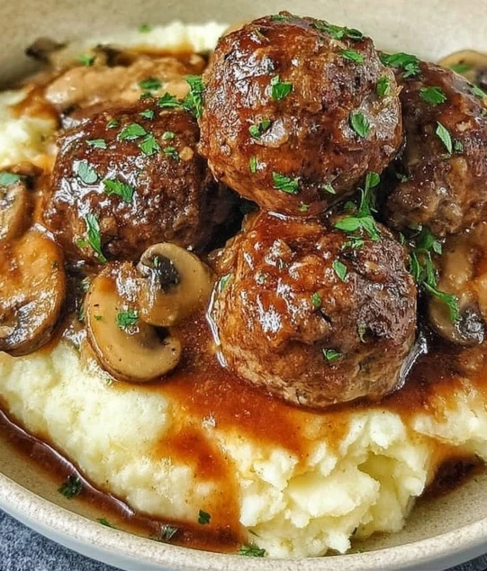 Slow Cooker Salisbury Steak Meatballs Recipe Easy Crockpot Salisbury Steak Meatballs Homemade Slow Cooker Salisbury Meatba...