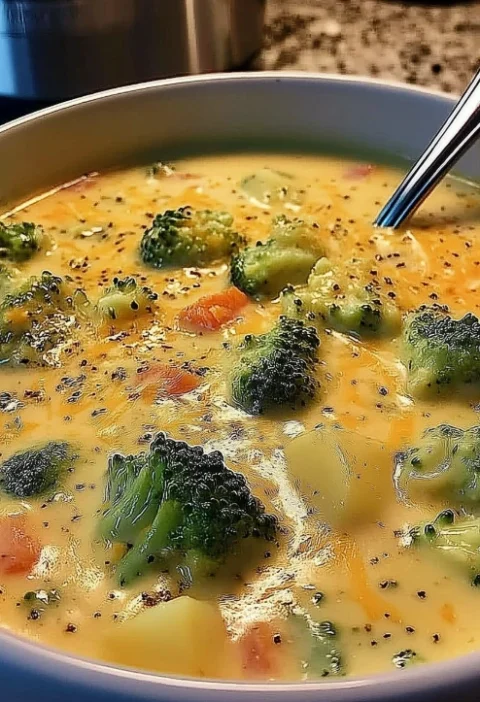 Best Crock Pot Potato Broccoli Cheddar Soup Aunt Millie’s Crock Pot Recipes Comfort Food Crock Pot Recipes Easy Crock Po...