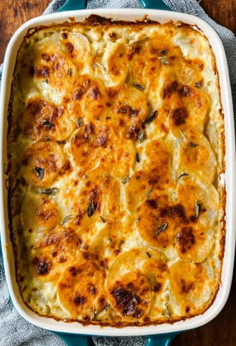 Best Potatoes For Au Gratin Holiday Recipe Easy Holiday Potatoes Au Gratin Cheesy Potatoes Au Gratin For Christmas Vegan H...