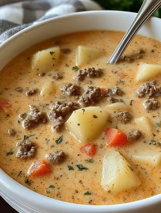 Creamy Cheeseburger Soup Recipe Best Cheeseburger Soup Homemade Creamy Soup With Ground Beef And Cheese Slow Cooker Cheese...