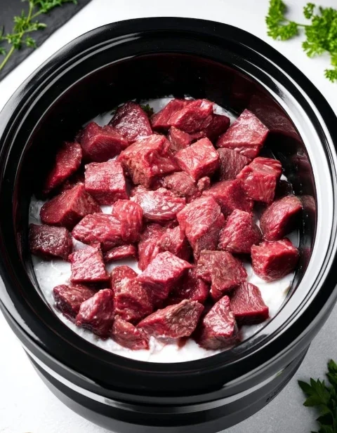 Easy 4-ingredient Beef Stroganoff Recipe Slow Cooker Beef Stroganoff Minimal Ingredients Quick Prep Slow Cooker Beef Strog...