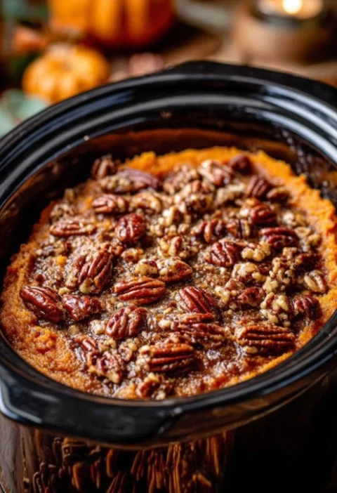 Easy 4-ingredient Pumpkin Dump Cake Recipe Slow Cooker Pumpkin Spice Cake Mix Best Slow Cooker Pumpkin Dessert Simple Pump...