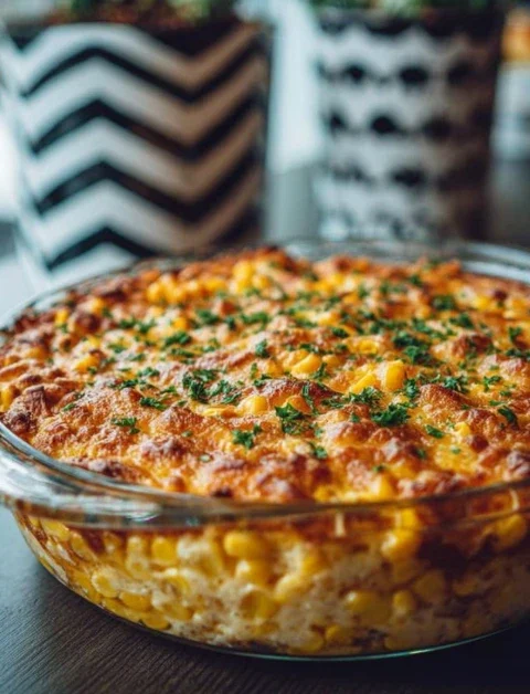 Easy Cheesy Southern Corn Casserole Recipe Best Cheesy Corn Casserole For Holidays Southern-style Cheesy Corn Bake Creamy ...