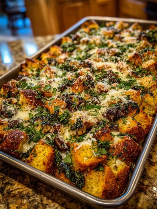 Easy Cheesy Spinach Mushroom Strata Recipe Best Cheese For Spinach Mushroom Strata Gluten-free Spinach And Mushroom Strata...