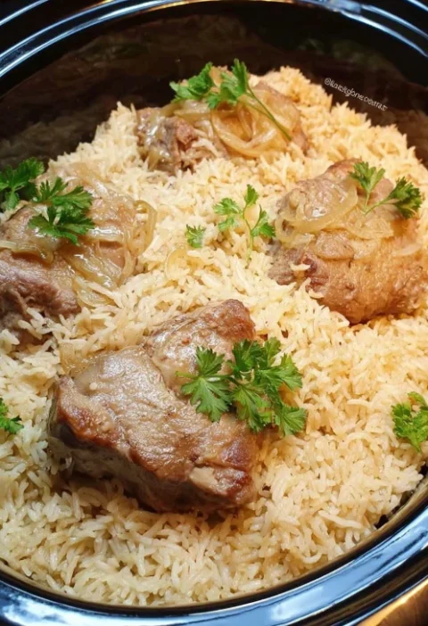 Easy Slow Cooker Pork Chops And Rice Recipe Best Pork Chop Rice Slow Cooker Meal Slow Cooker Pork Chops With Rice Dinner I...
