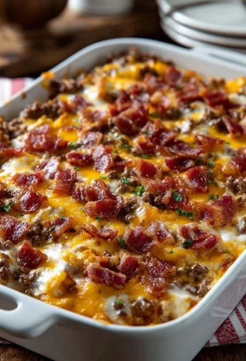 Low Carb Bacon Cheeseburger Casserole Recipe Keto Bacon Cheeseburger Bake Healthy Bacon Cheeseburger Casserole Low Carb Ca...