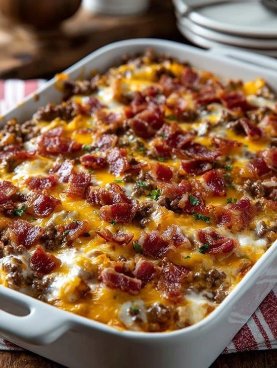 Low Carb Bacon Cheeseburger Casserole Recipe Keto Bacon Cheeseburger Bake Healthy Bacon Cheeseburger Casserole Low Carb Ca...