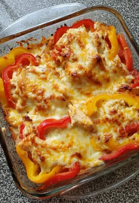 Low Carb Cheesy Chicken Bake Recipe Keto Cheesy Chicken Bell Pepper Casserole Healthy Chicken And Bell Pepper Bake Low Car...