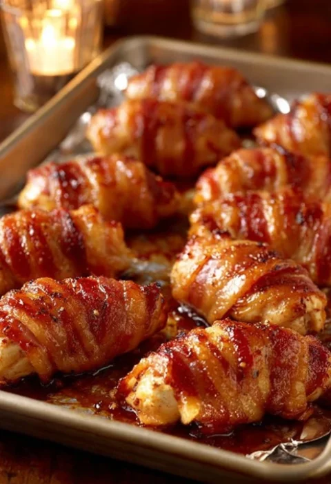 Maple-glazed Bacon-wrapped Chicken Recipe Easy Bacon-wrapped Chicken With Maple Glaze Best Maple-glazed Chicken Fillets Ho...