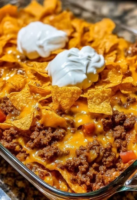 Mom's Classic Walking Taco Bake Recipe Easy Walking Taco Casserole For Families Best Cheese For Walking Taco Bake Walking ...