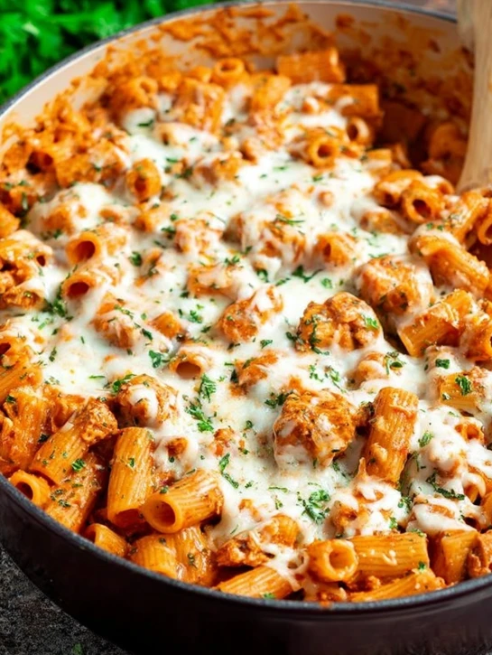 One Pot Chicken Parmesan Pasta Recipe Easy One Pot Chicken Parmesan Pasta Healthy Chicken Parmesan Pasta One Pot Quick One...