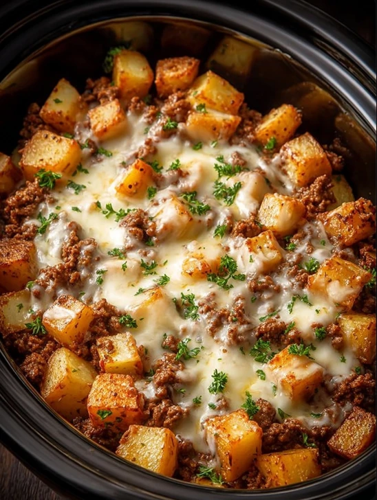 Slow Cooker Beef Potato Casserole Recipe Cheesy Beef Slow Cooker Casserole Best Slow Cooker Cheesy Potato Recipe Easy Slow...