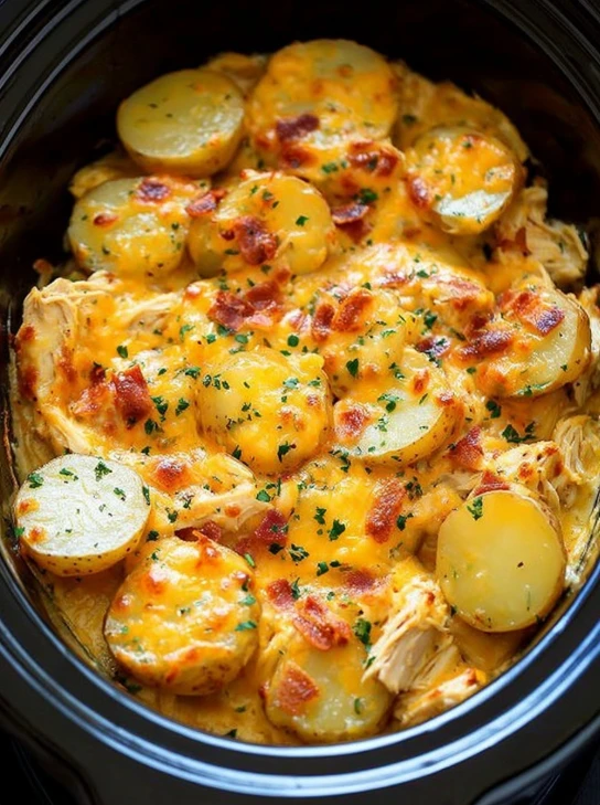 Slow Cooker Chicken Potato Casserole Recipe Cheesy Chicken Potato Casserole Slow Cooker Easy Slow Cooker Chicken And Potat...