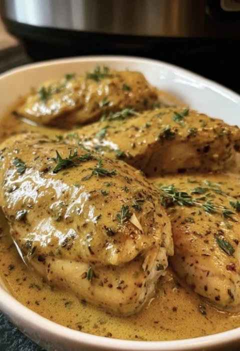 Slow Cooker French Mustard Chicken Recipe Creamy Herb Infused Chicken Slow Cooker Best French Mustard Chicken Recipe Slow ...