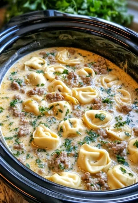Slow Cooker Tortellini Sausage Soup Recipe Creamy Sausage Tortellini Soup Crock Pot Best Slow Cooker Tortellini Soup How T...
