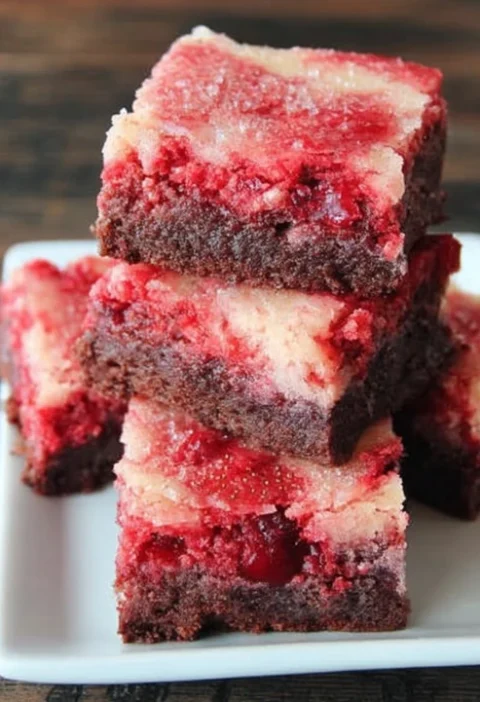 Summer Table Strawberry Brownies Recipe Best Strawberry Brownies For Summer Homemade Summer Strawberry Brownies Gluten-fre...