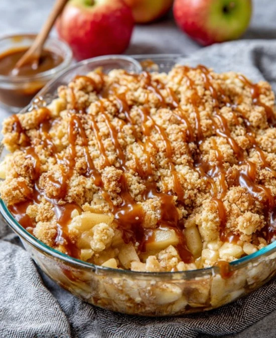 4-Ingredient Caramel Apple Crumble Bars