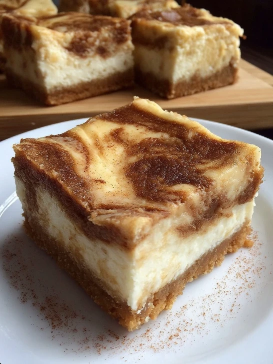Blender Cinnamon Roll Cheesecake Bars